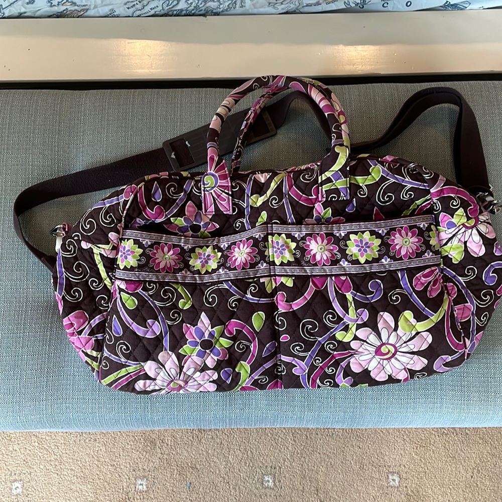 Vera Bradley Duffle Bag Purple and Brown Print